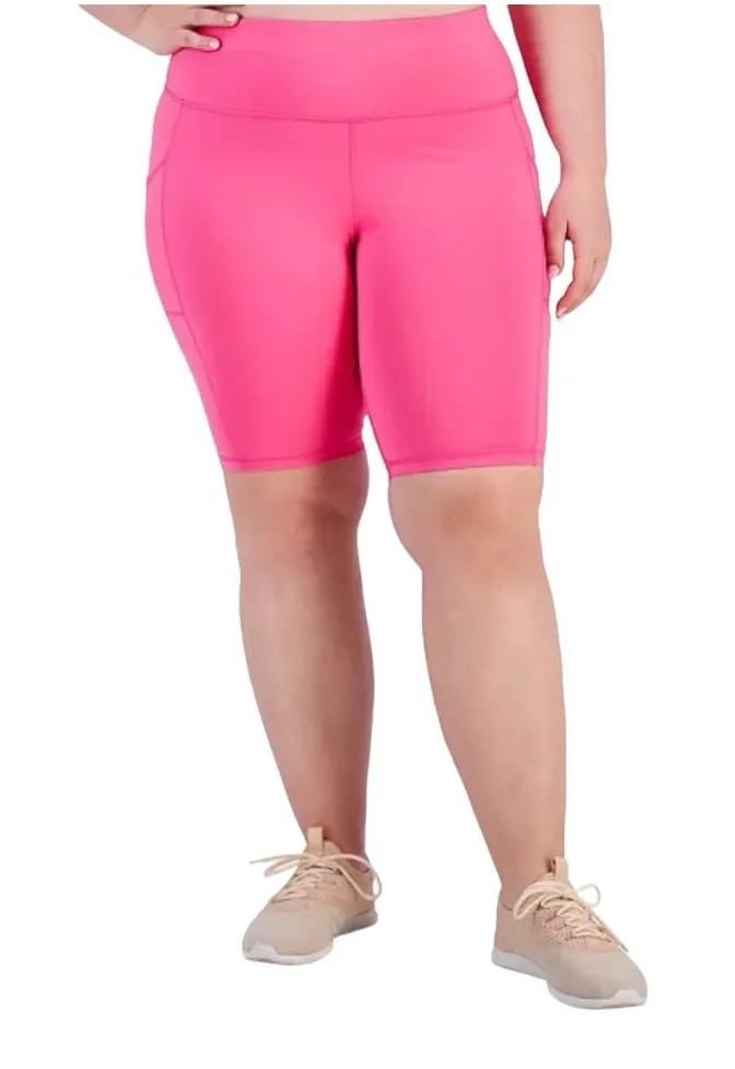 New ID IDEOLOGY
Plus Size Pull-On Bicycle Shorts 1X Pink Shock - Image 1