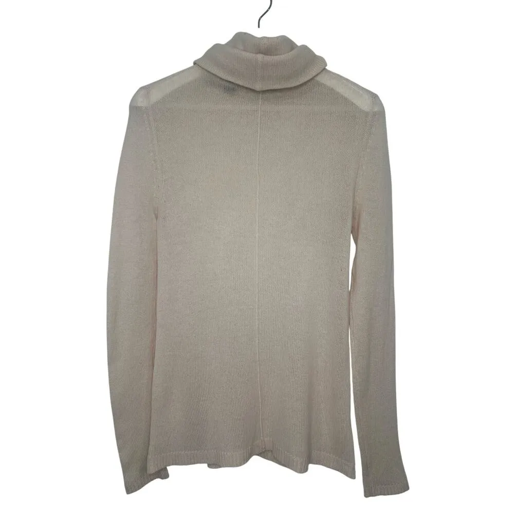 VKOO Womens Cashmere Sheer Turtleneck Beige Tan Medium - Image 6