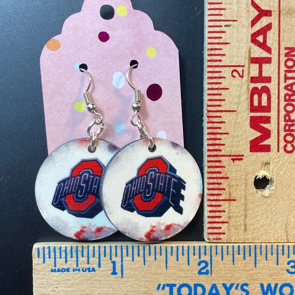 Ohio State Buckeyes Round Dangle Pierced Earrings - Image 3