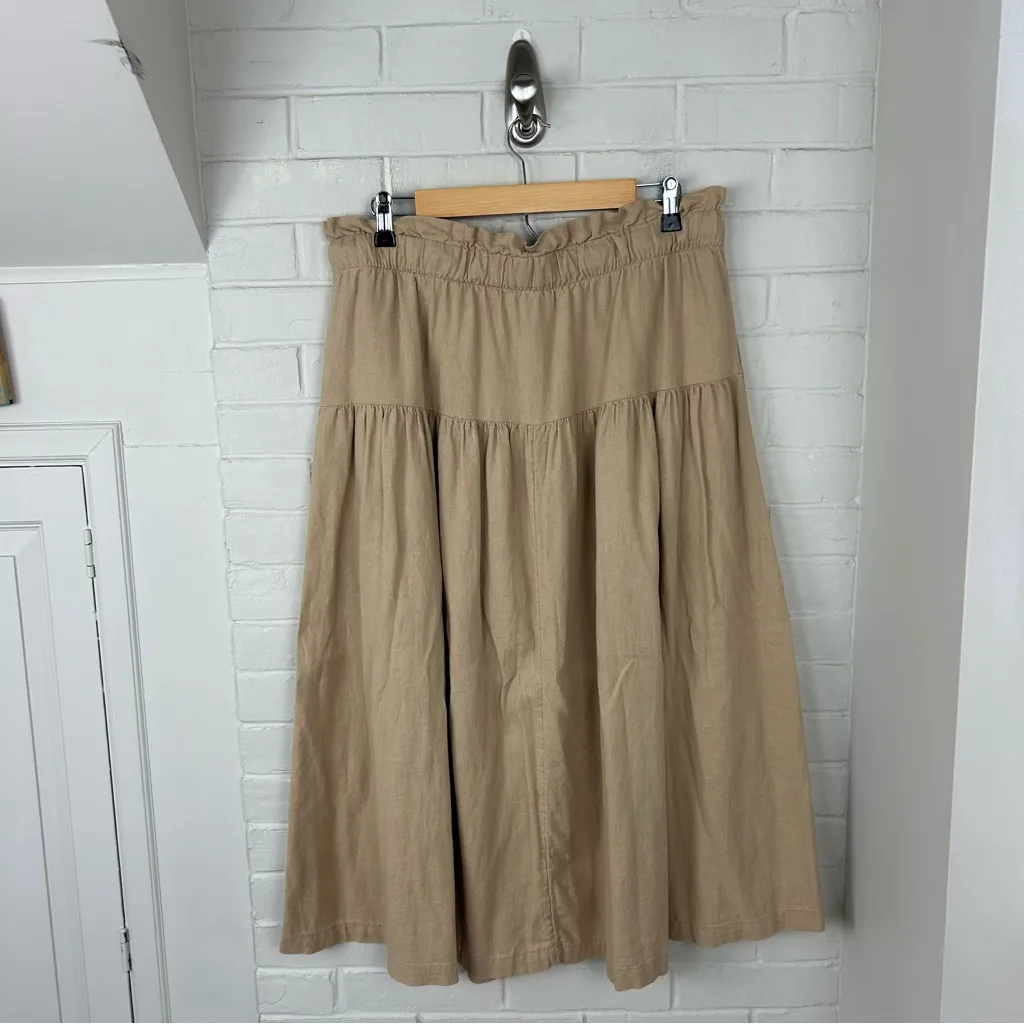 Universal Thread Tan Button Front Linen Blend Skirt Size L - Image 8
