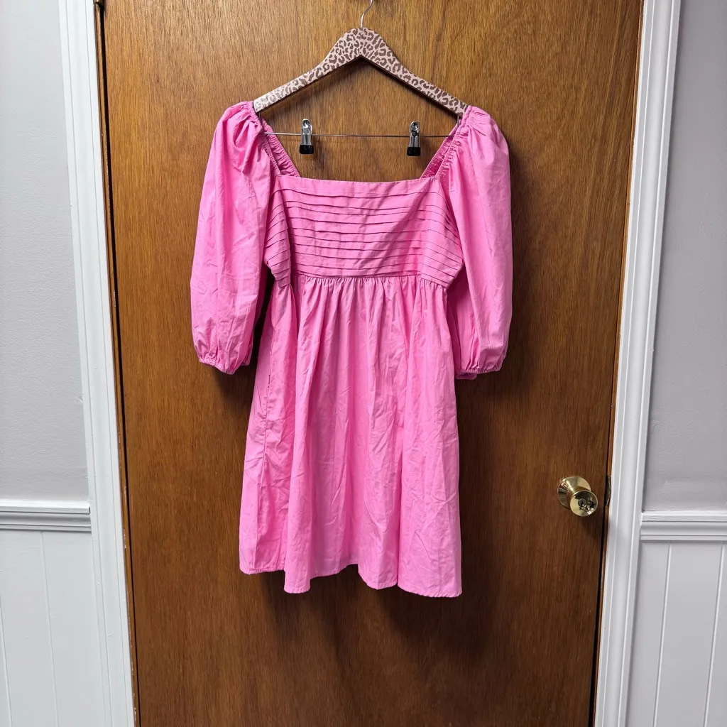 NEW Abercrombie & Fitch Emerson Puff Short Sleeve Mini Dress Pink Large TALL LT - Image 14