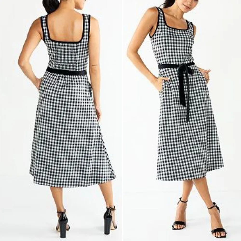 NWT Draper James Sleeveless Knot-Waist Midi Dress Black & White Gingham Size XXL - Image 14