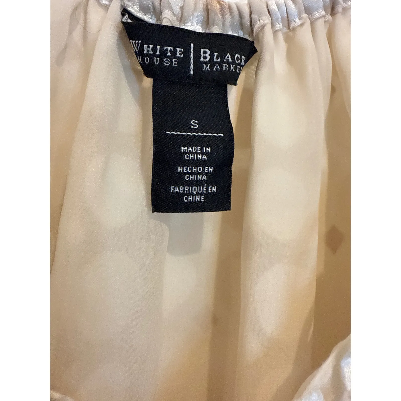 White House Black‎ Market Blouse Sheer Polka Dot Long Sleeve Top S - Image 4