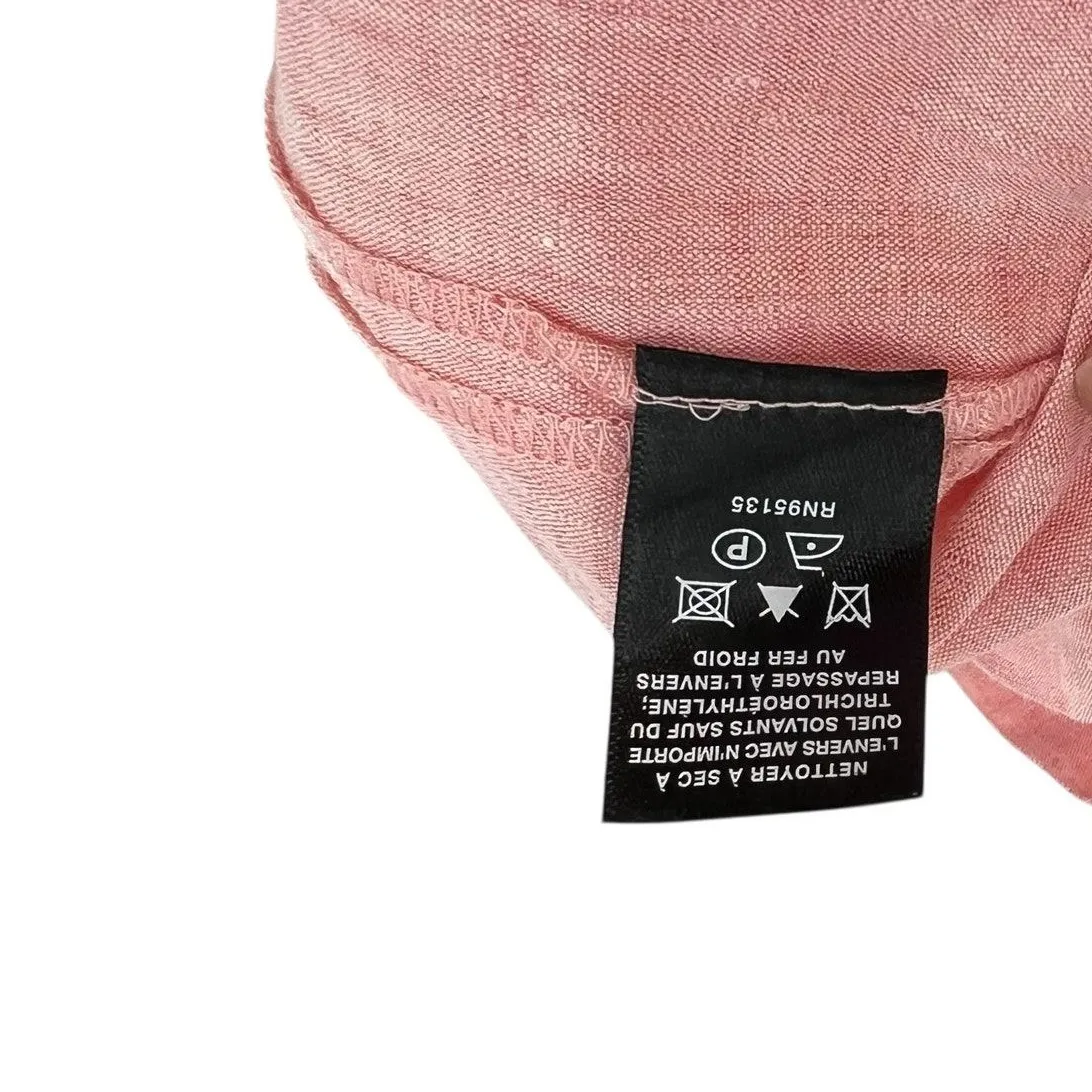 Lafayette 148 New York Pink Linen Midi Dress Sleeveless Embellished Neck Size 8 - Image 13