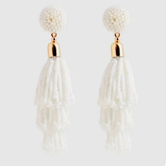$55 Retail New Panacea White Beaded Tassel Earrings by Rachel Zoe - Image 2