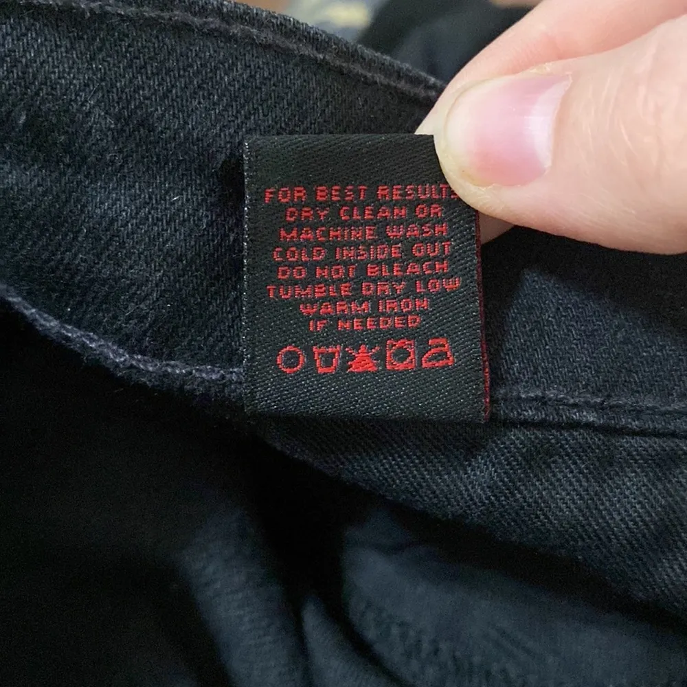 RtA skinny fit distressed wrinkle acid black wash corduroy button tab jeans 26 - Image 14