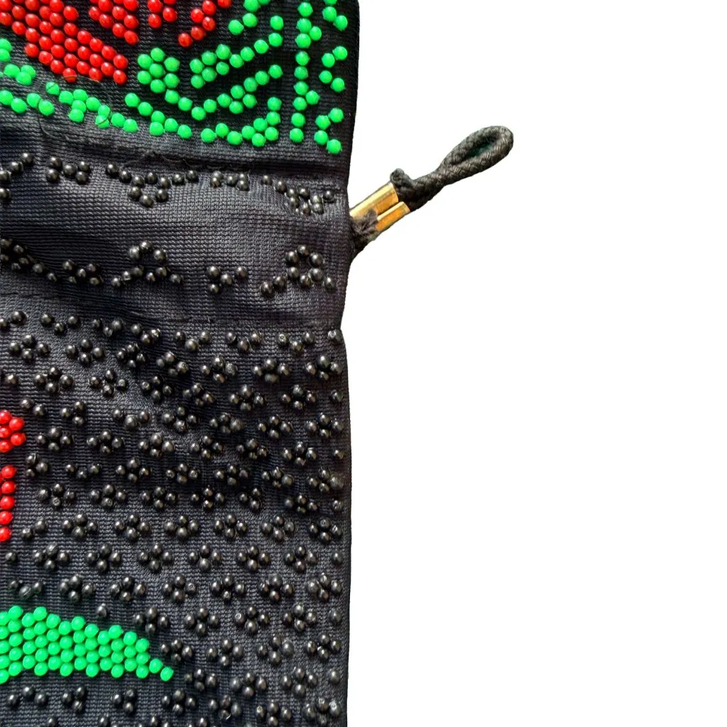 Vintage Hong Kong Candy Beaded Floral Tote Bag 80s 90s Y2K Festival Bag Black - Image 3