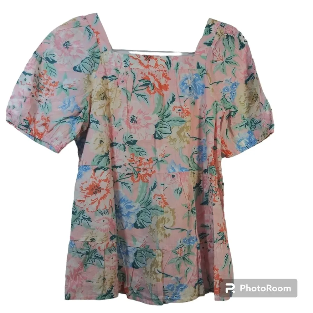 Loft Garden Lacy Tiered Square Neck Top Angel Pink Size Small - Image 3