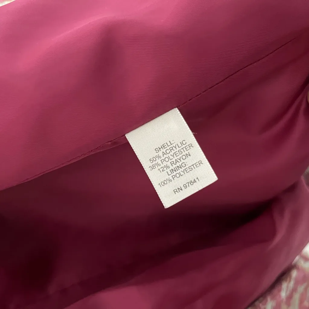 J.JILL Pink Floral Tapestry Retro Jewel Button Detail Classic Blazer Jacket Size M - Image 8