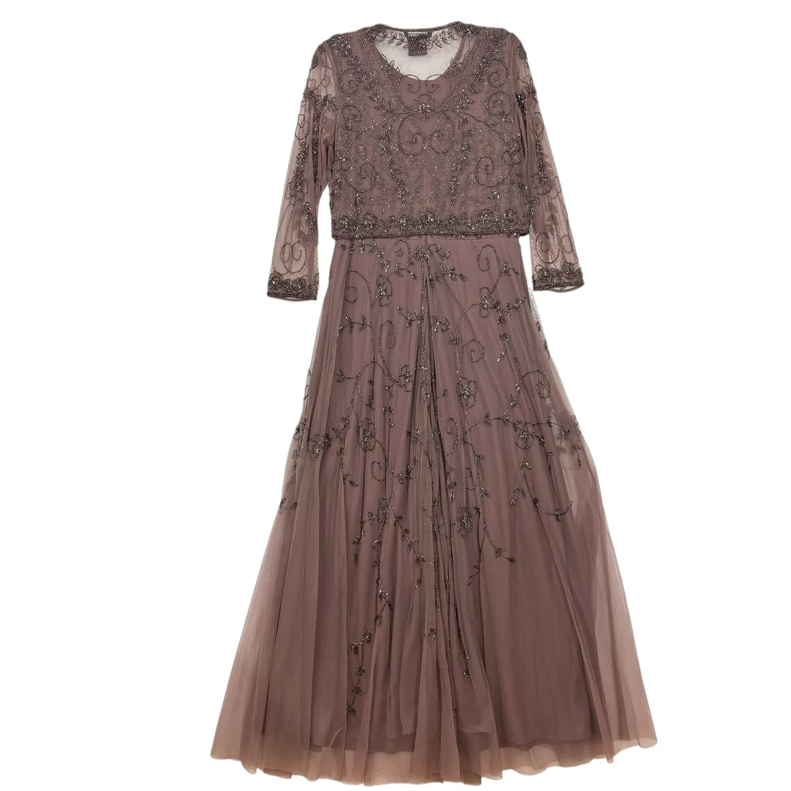 Pisarro Nights Beaded Jacket + Dress Mauve Size 6 S Purple - Image 9