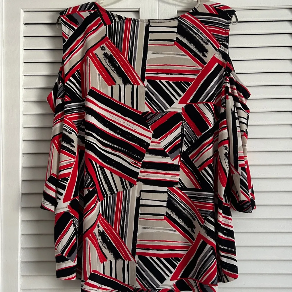 Women's Striped Cold Shoulder Blouse - Image 2