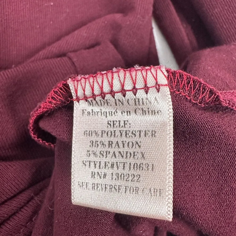 Very J Womens Burgundy 3/4 Sleeve High-Low Hem Top Size S - Image 4