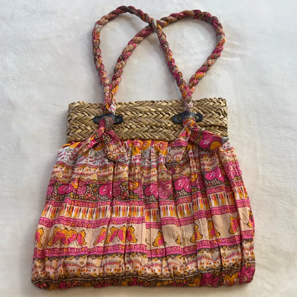 Cappelli Straworld Straw & Fabric Tote Bag Pink - Image 6