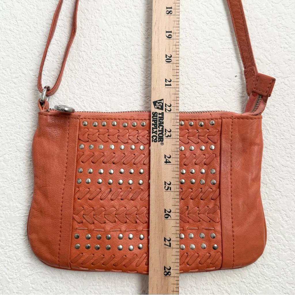 MARC New York ANDREW MARC Orange Leather Studded Woven Crossbody Bag - Image 6