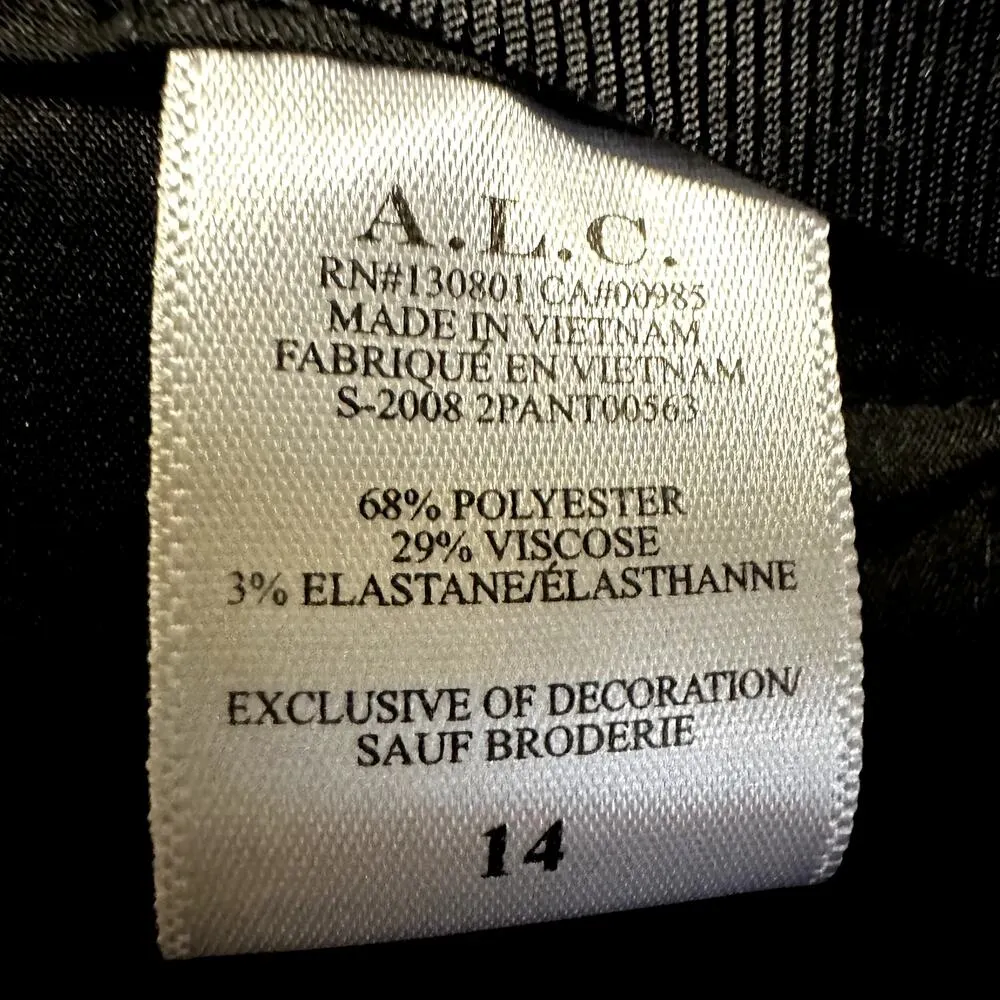 A.L.C. Trouser Dress Pants Flared High Waisted Relaxed Fit Career Black 14 - Image 3