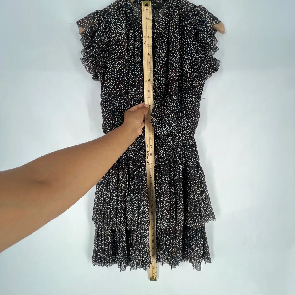 RESET Jenna Dress‎ Multicolor Polka Dot Smocked Waist Ruffle Sleeve Dress Size M Black Size M - Image 15
