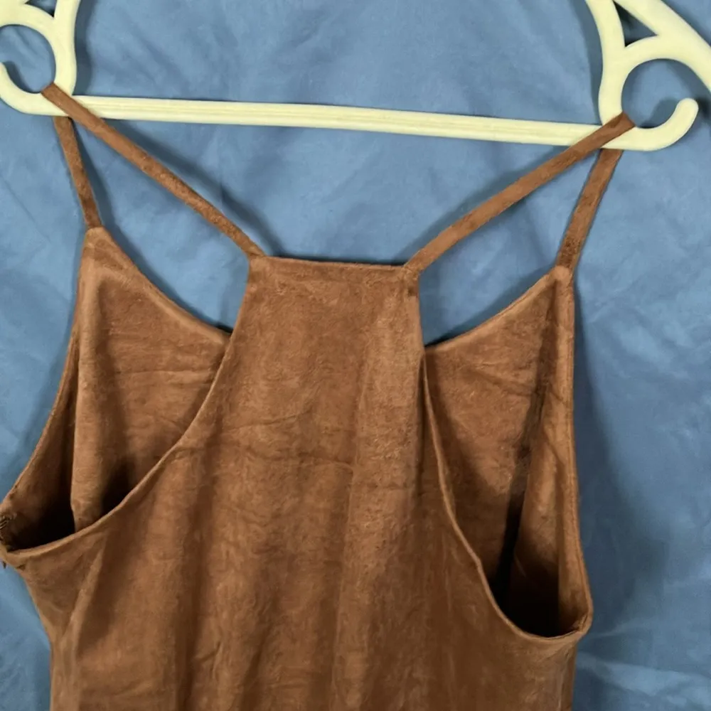 Blu Pepper: Chocolate Suede Like Embroidered Floral Dress- Side zip- M - Image 12