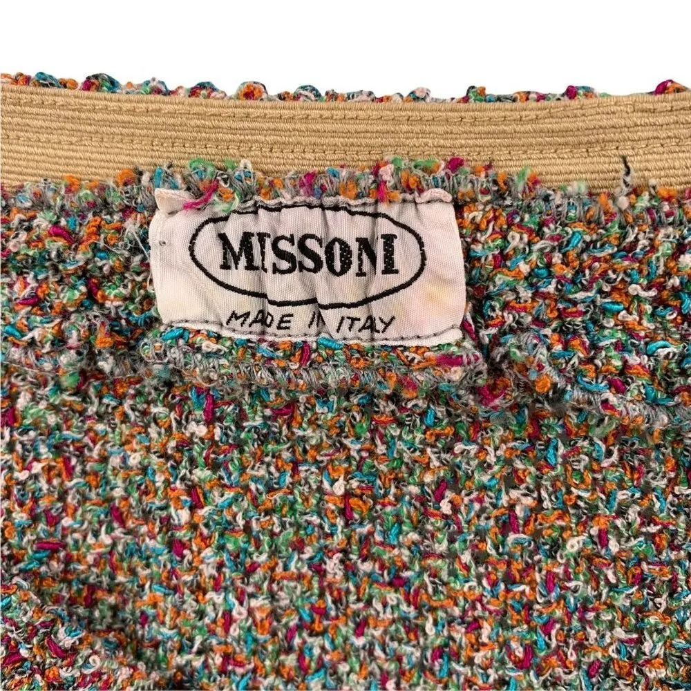 Vintage Missoni Confetti Cotton Blend Boucle Knit Faux Wrap Skirt Size Small - Image 3