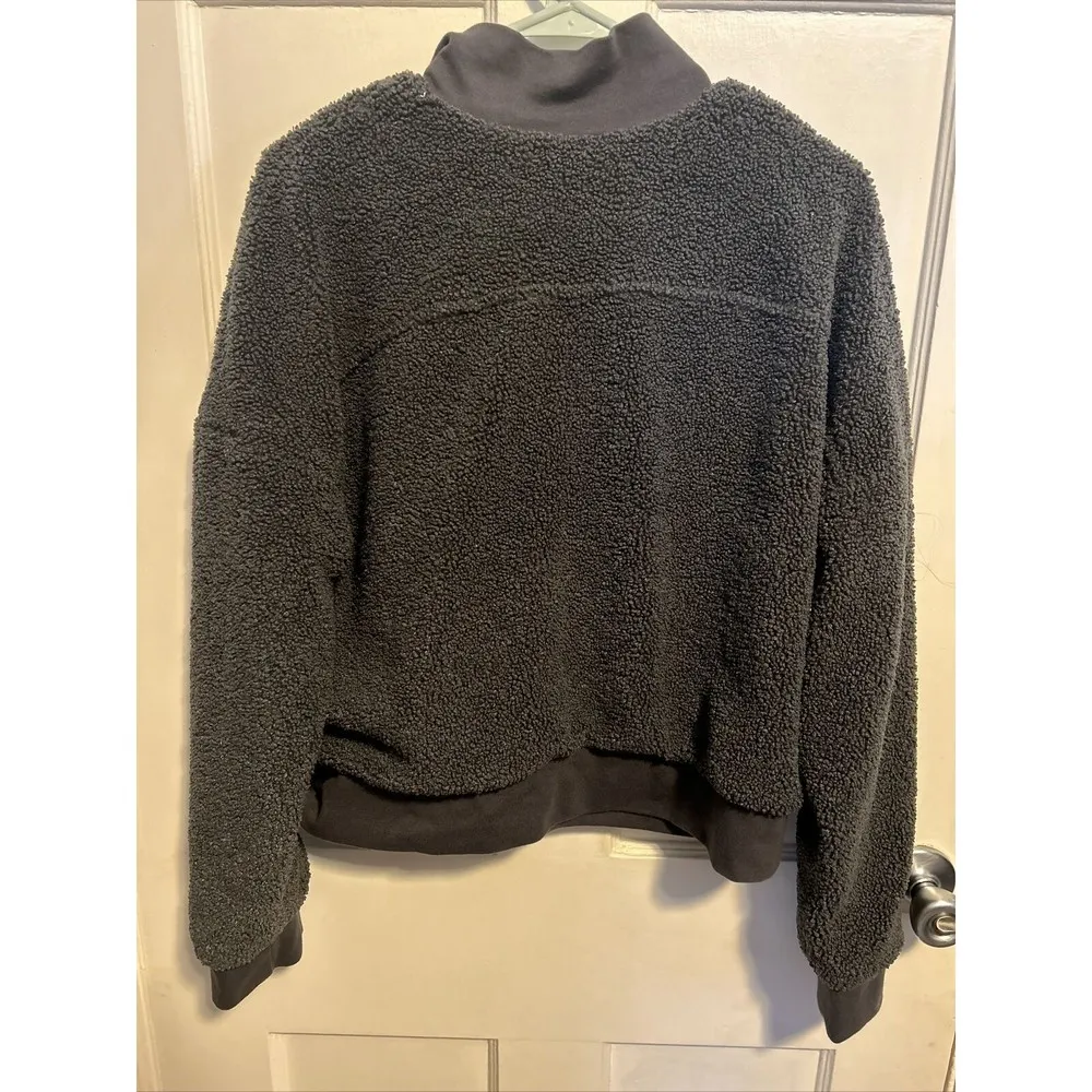 Fabletics Sherpa Dream Polar Fleece Sweater Cropped Pullover 1/2 Zip Size M gray - Image 6