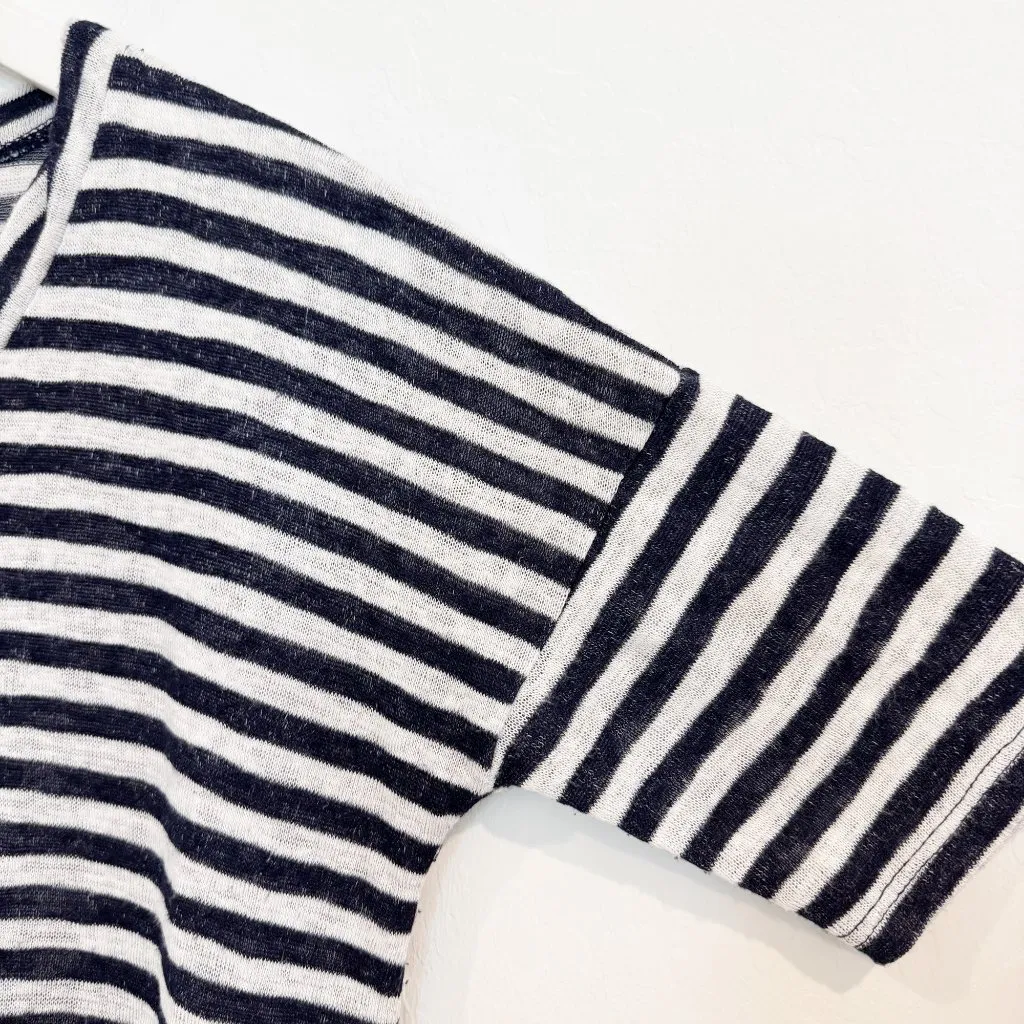 Coin 1804 Striped Soft Slub Scoop Neck Top Navy Blue White Nautical Casual Small - Image 3
