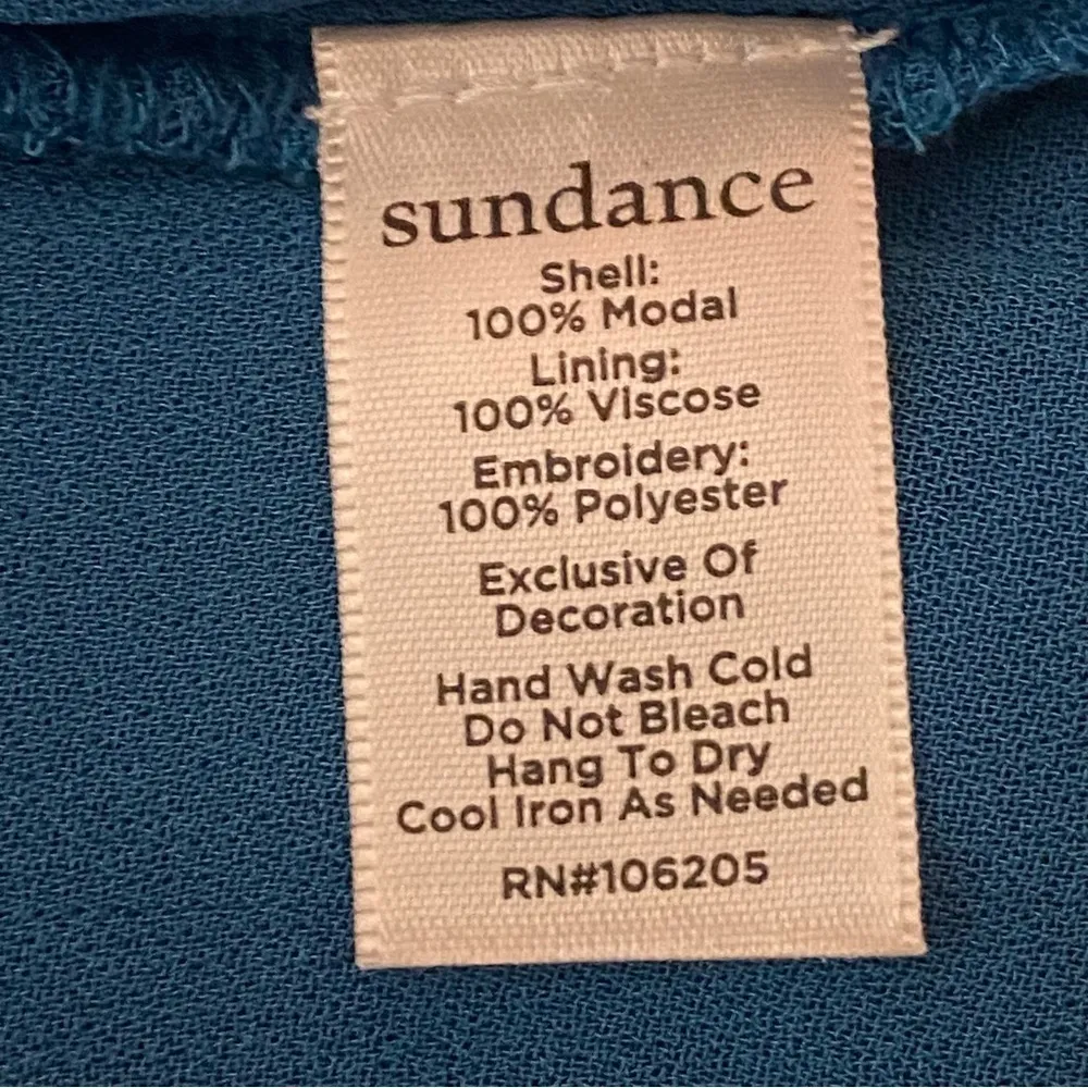 SUNDANCE “Bright Pathway” teal, embroidered, shift dress w/POCKETS. Size XS. EUC - Image 11