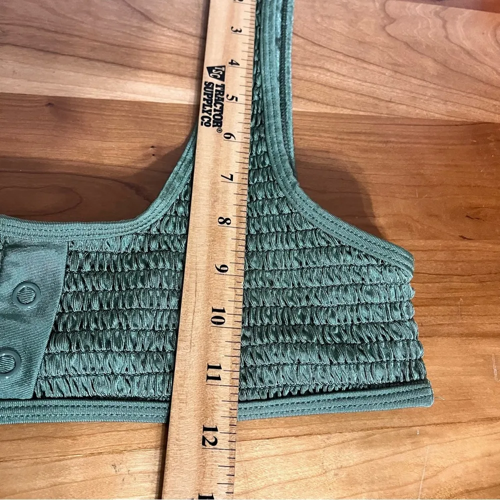 Kendall + Kylie Women Shirring Henely Top Swimwear Dark Ivy Green‎ Size Medium - Image 9