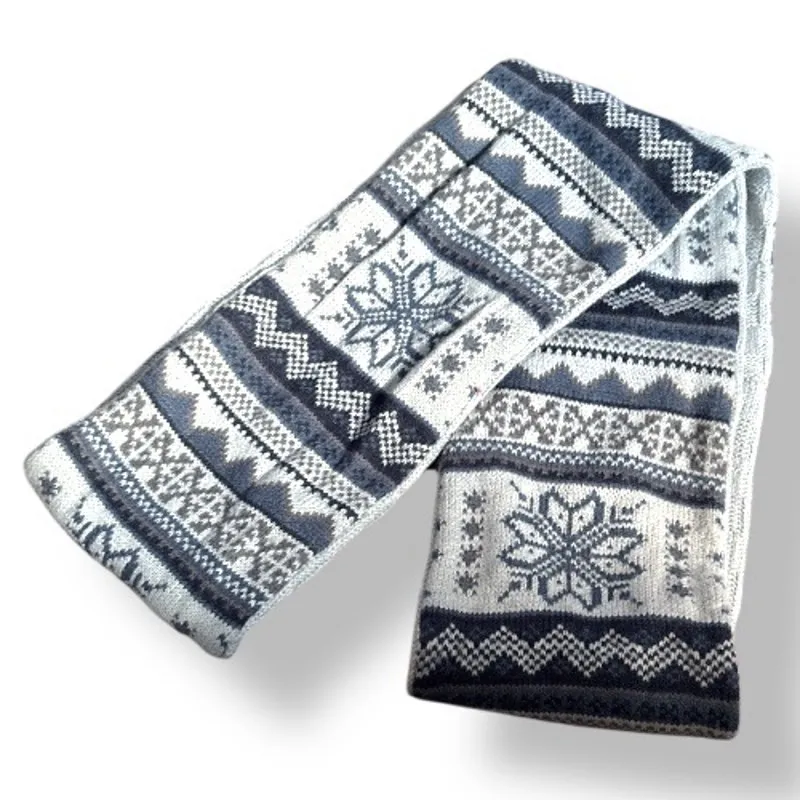 Muk Luks Nordic Fair Isle Knit Infinity Scarf Gray Blue Cozy Winter Warm Staple - Image 7