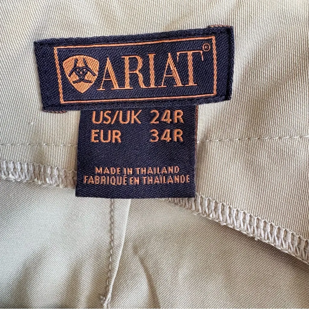Ariat All Circuit Knee Patch Side Zip Riding Breeches Pants Beige Khaki Size 24 - Image 9