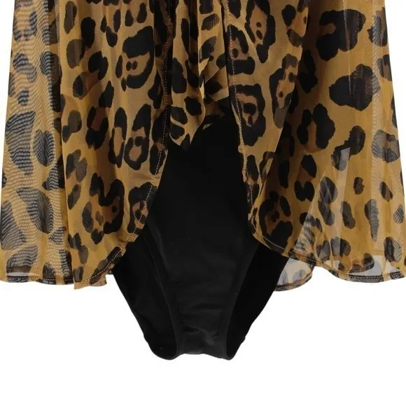Lauren Ralph Lauren Leopard Print Halter Swim Dress Summer Resort Beach Size 8 - Image 5