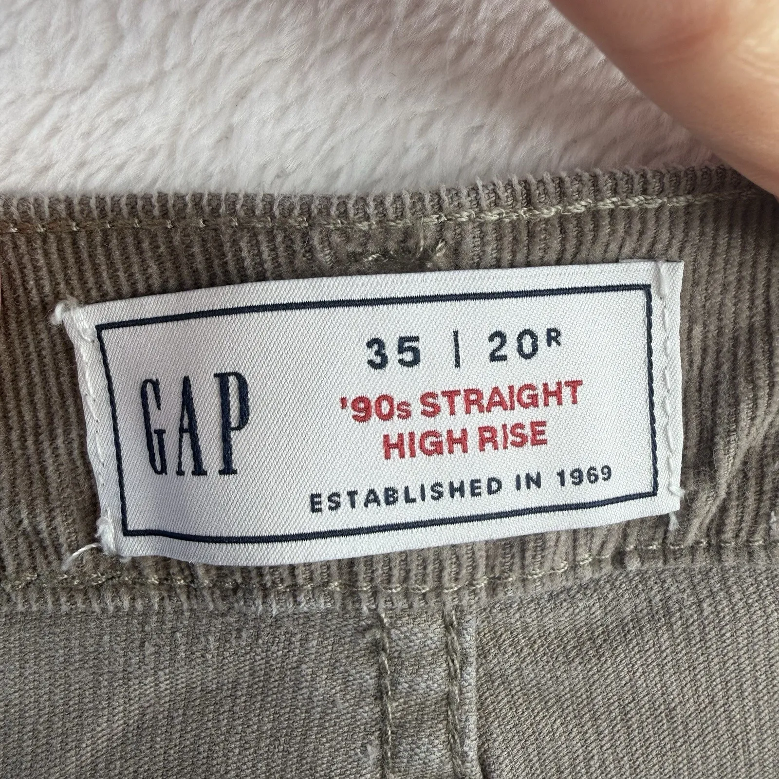 Gap Sz 35 20 High Rise Corduroy '90s Straight Pants Plymouth Rock Brown Grunge - Image 7