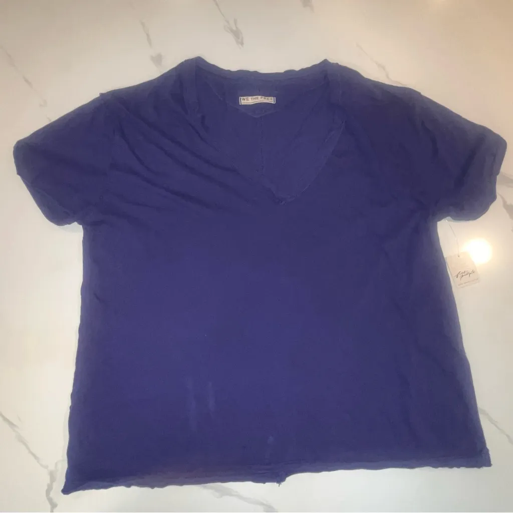 NWT Free People Hot Shot Indigo Pura S Oversized Shirt Exposed Seams - Image 2