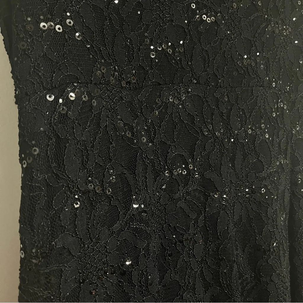 Lauren‎ Ralph Lauren Black Stretch Sleeveless Sequin Lace V-Neck Size 16 W - Image 11