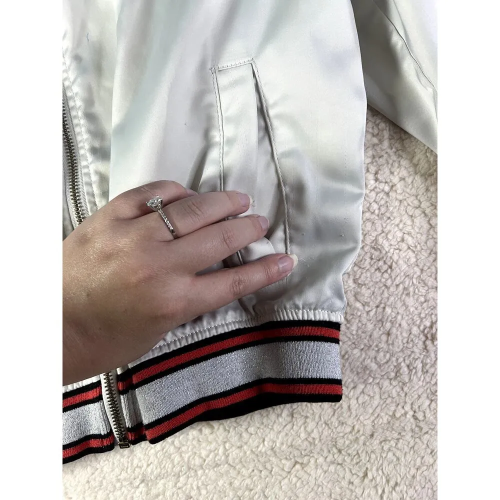 Vintage Express Bomber Jacket Women's Size XS Y2K 2000s Paris Hilton Roses - Image 10