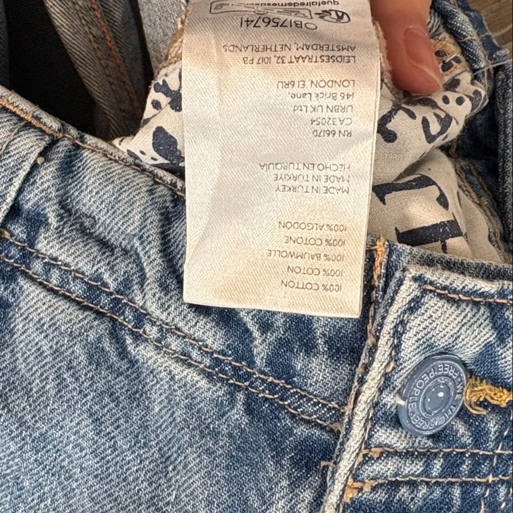 Free People We The Free Newbies Solid Slouchy Wide leg Jeans XS - Image 10