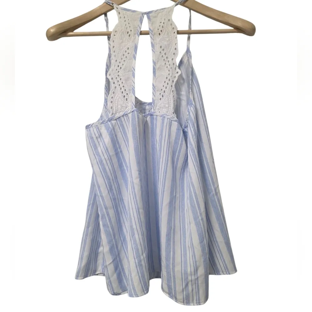 In Bloom 3 Pcs Pajamas By Jonquil Eyelet Lace Trim Blue White Stripe Feminine - Image 6