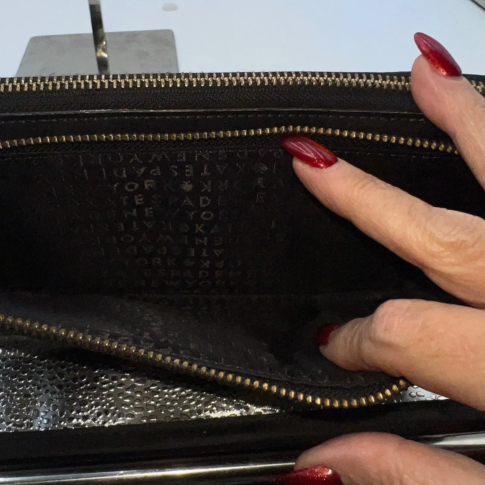 Kate Spade New York Black Stripe Wristlet Wallet Clutch - Image 5