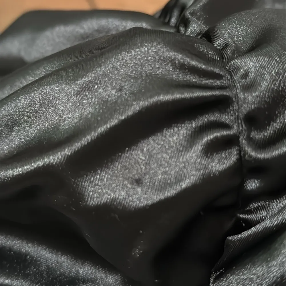 H&M Satin Black Puff Long Sleeve Ruched Gathered Boatneck Party top Size S - Image 11