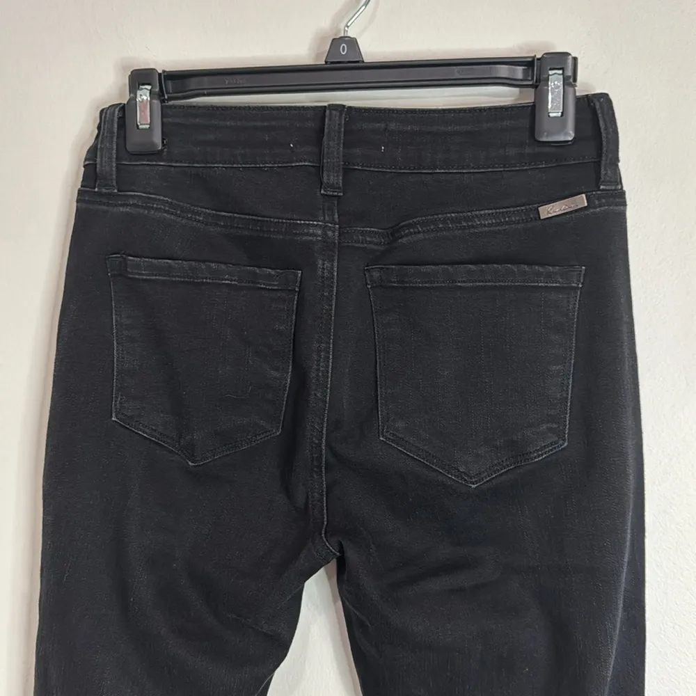 KanCan Hazy Mid Rise Ankle Skinny Jeans Distressed Fringe Hem Black Wash size 27 - Image 5