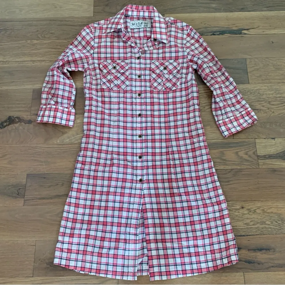 Jachs Just a Cheap Shirt Red Plaid Cotton Shirtdress Size XS - Image 4