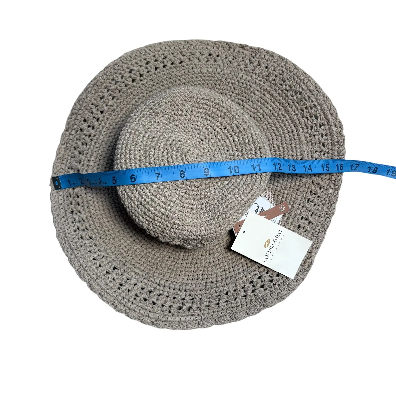 San Diego Hat Company NWT Silver Wave Cotton Crochet Sun Hat UPF 50 Tan - Image 5