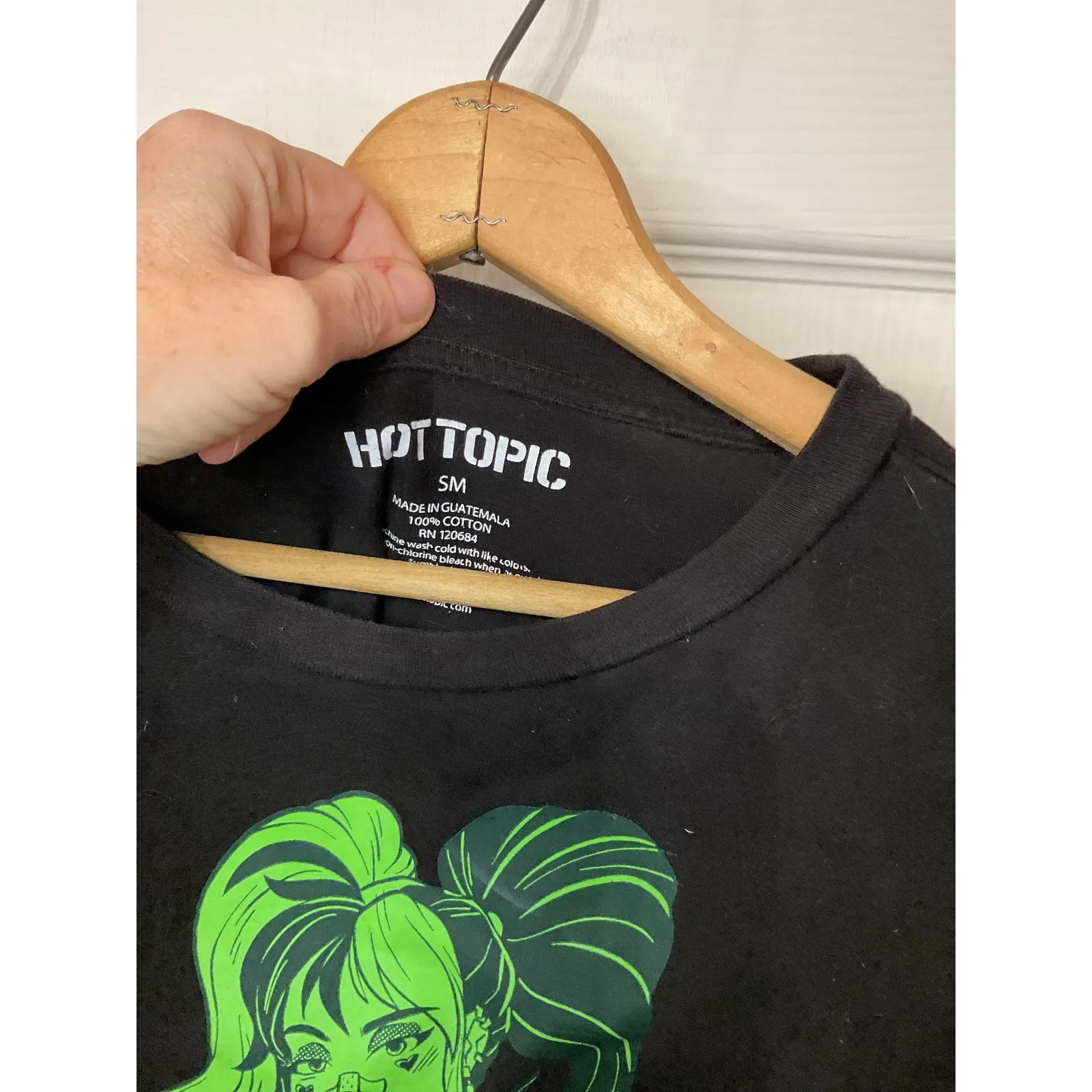 Hot Topic Black Neon Goth Girl Distressed Hem Crop Top, S - Image 4