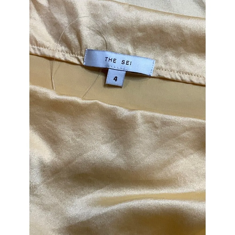 The Sei Draped Top in Butter 4 New Womens Silk Yellow Satin Blouse - Image 8