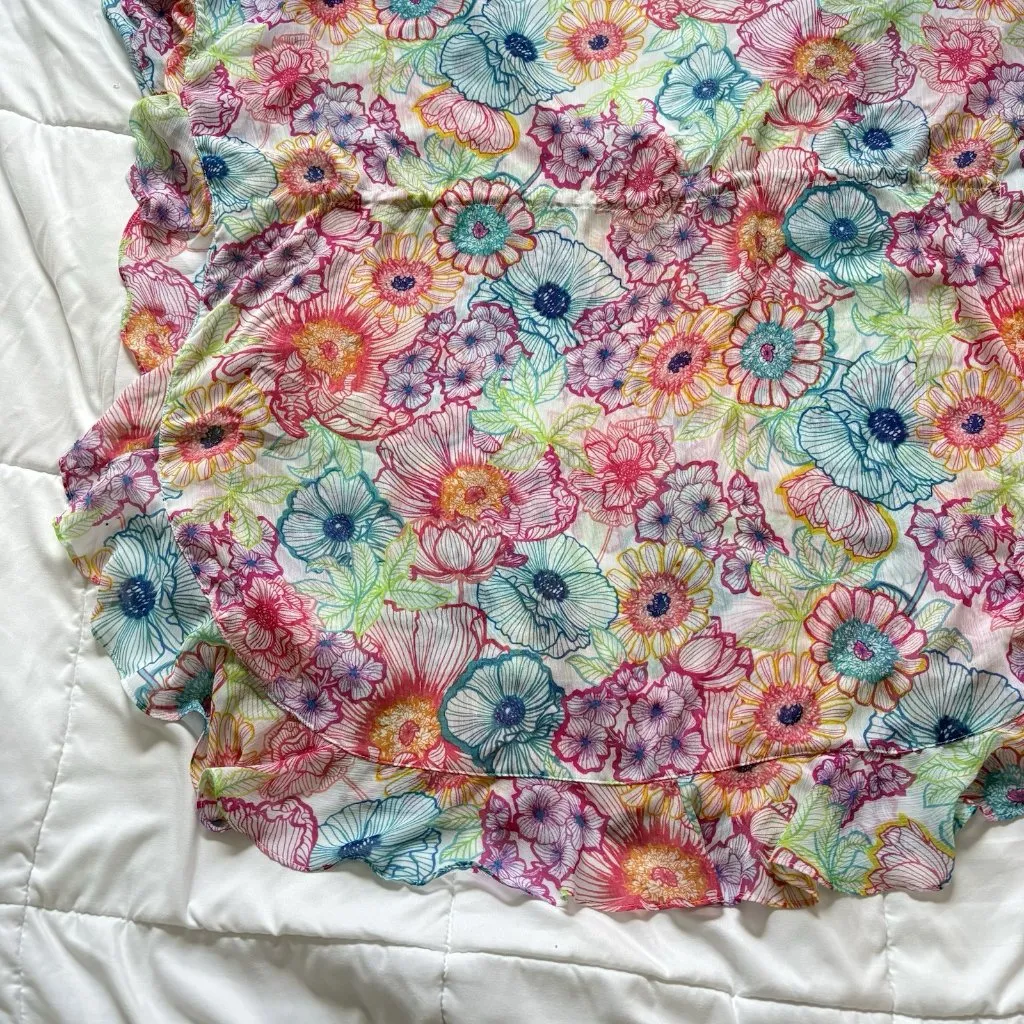 Womens Size Large Pink Floral Tropical Cover Up Dress Beach Summer Resortwear - Image 8