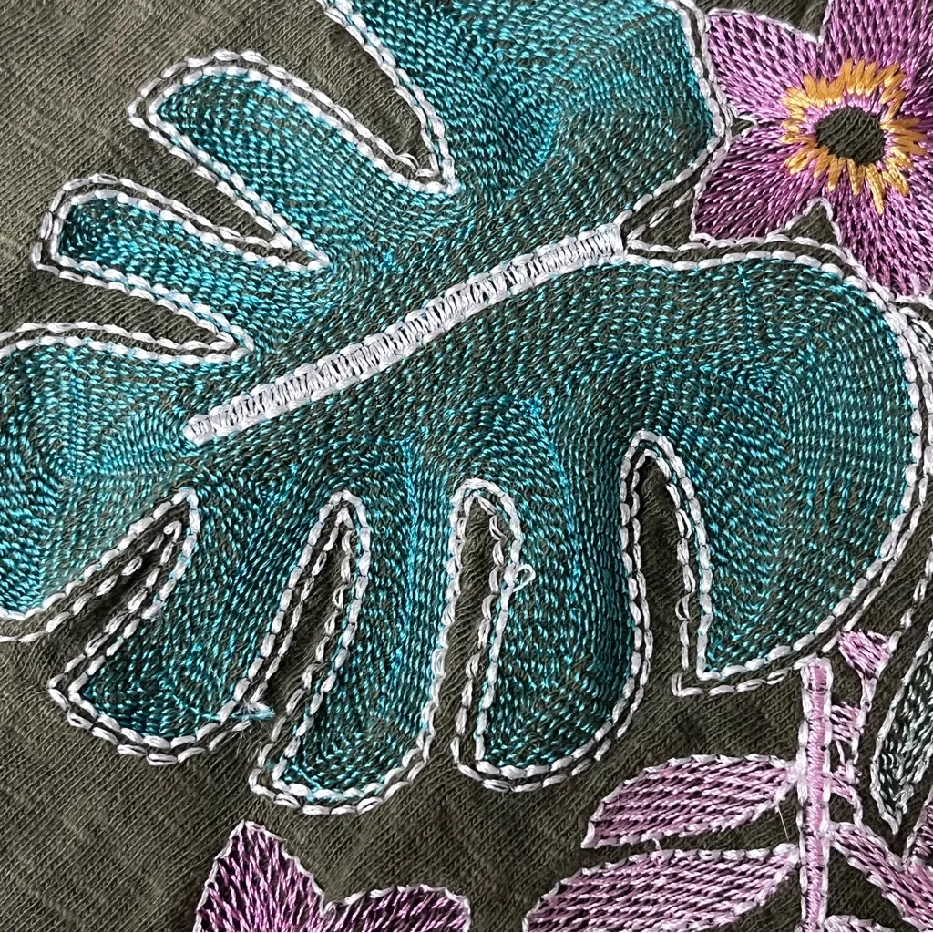 Talbots Green Embroidered Blouse 3X Beach Coastal Preppy Lagenlook Boho Hippie - Image 8