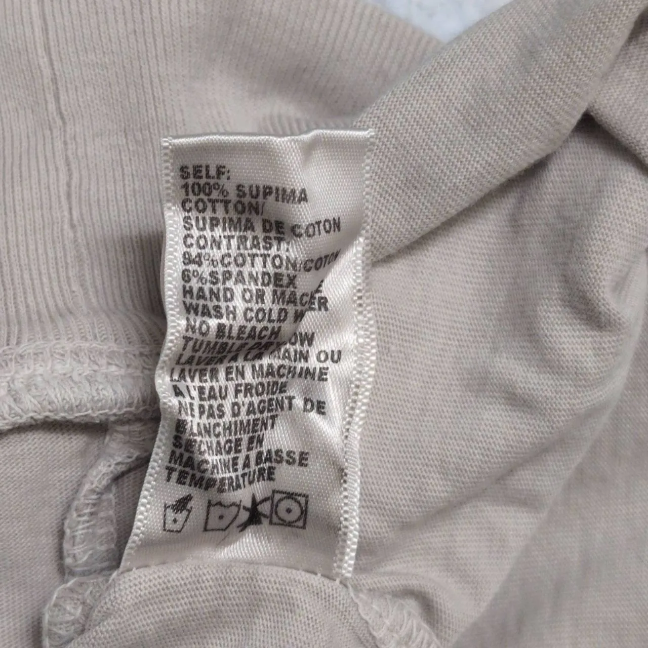 James Perse Beige Ribbed Cuff Supima Cotton Classic Long Sleeve Shirt Size 2 (M) - Image 6