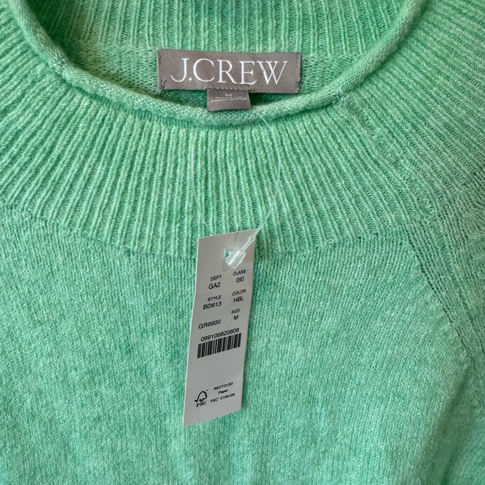 J.Crew Merino Wool Alpaca Stretch Blend Supersoft Rollneck Green Pullover NWT M - Image 7