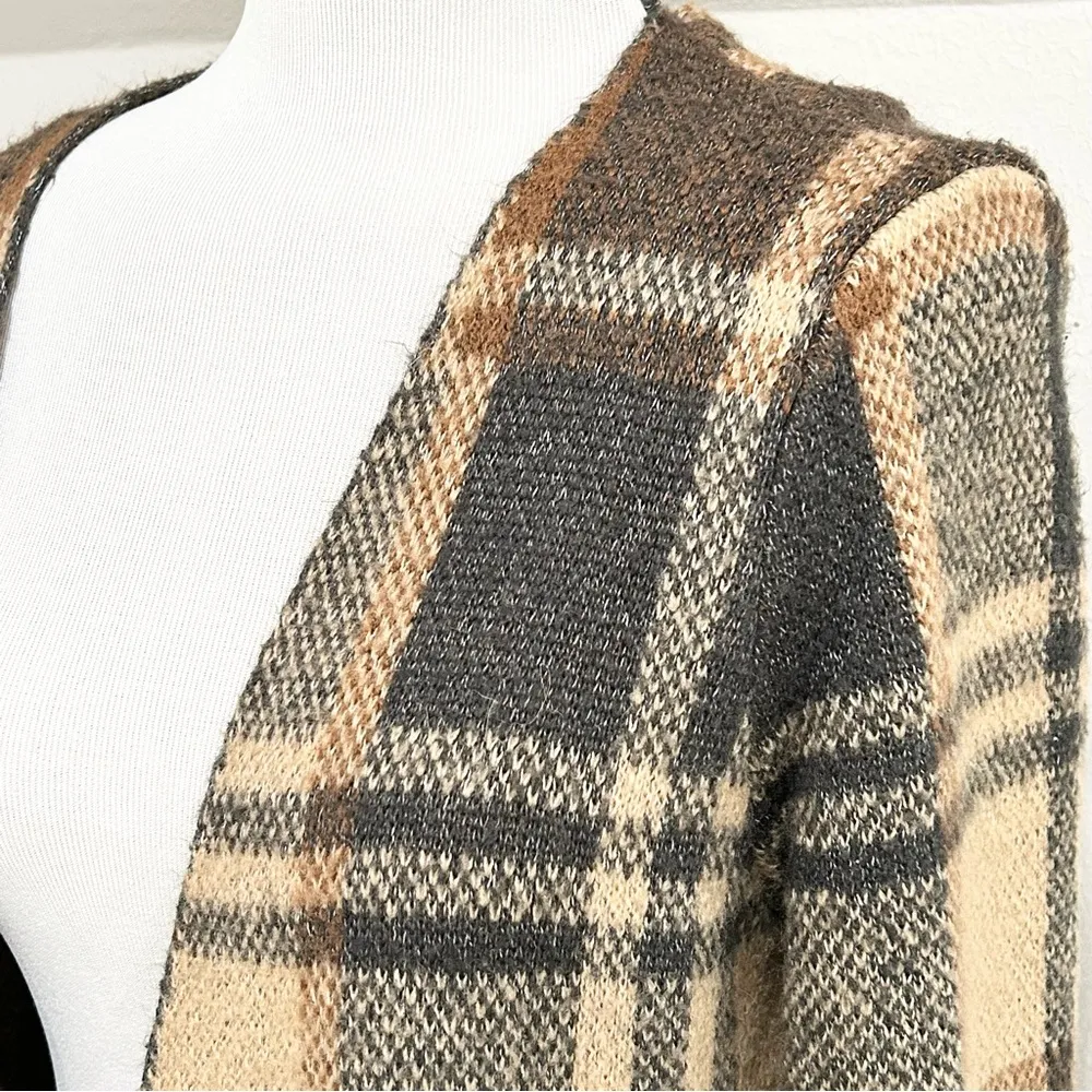 Fortune + Ivy Plaid Open Front Cardigan Sweater Large - Image 2