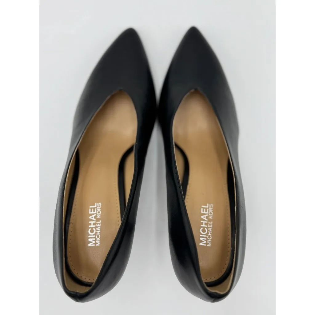 NEW Michael Kors Womens Shoes Lizzy Mid Pump Black Leather Pointed Toe Heels - Image 7