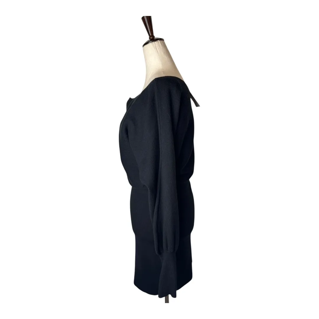 Evereve Dress Women Small Black Knit Adina Off Shoulder Long Sleeve Sweater Mini - Image 7