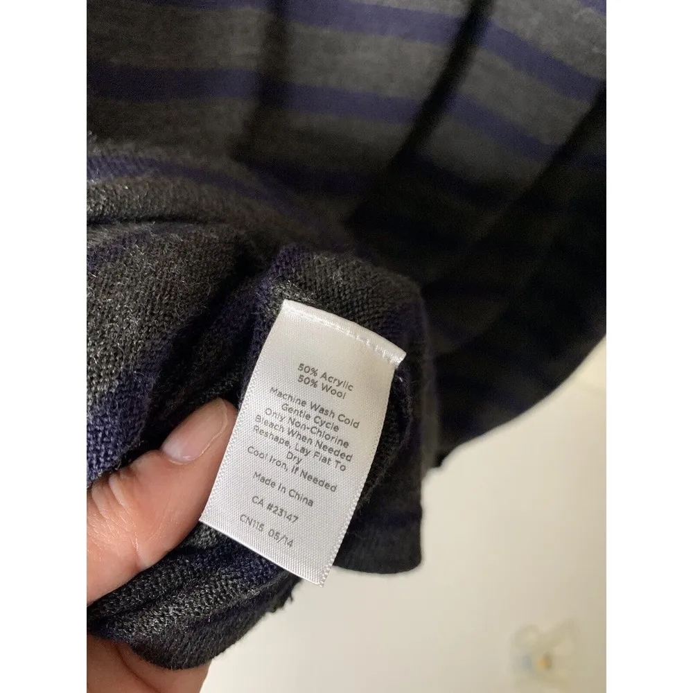 Talbots Womens Size M Sweater Dress Wool Blend Striped Burgundy Grey Navy Blue - Image 7